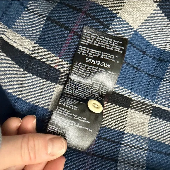 The North Face Mens Blue Plaid Valley Twill Flannel Heavy Shirt-size small *NWOT
